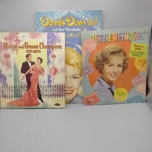 Lot of 3 Vintage 1950s Cut-Outs Paper Doll Books Doris Day Pattie Reynolds